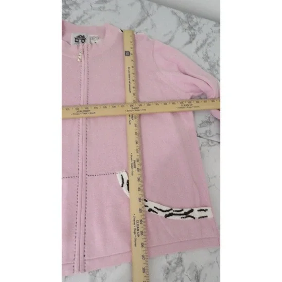 New Storybook Knits Sweater Full Zip Cardigan Pink Zebra Sequin Women's Size 2X - Picture 6 of 13